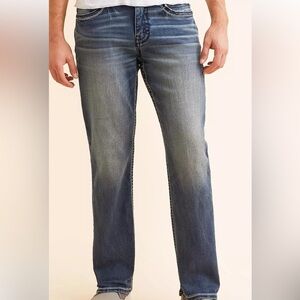 BKE Men's Tyler Straight Classic Straight Blue Jeans 38x32